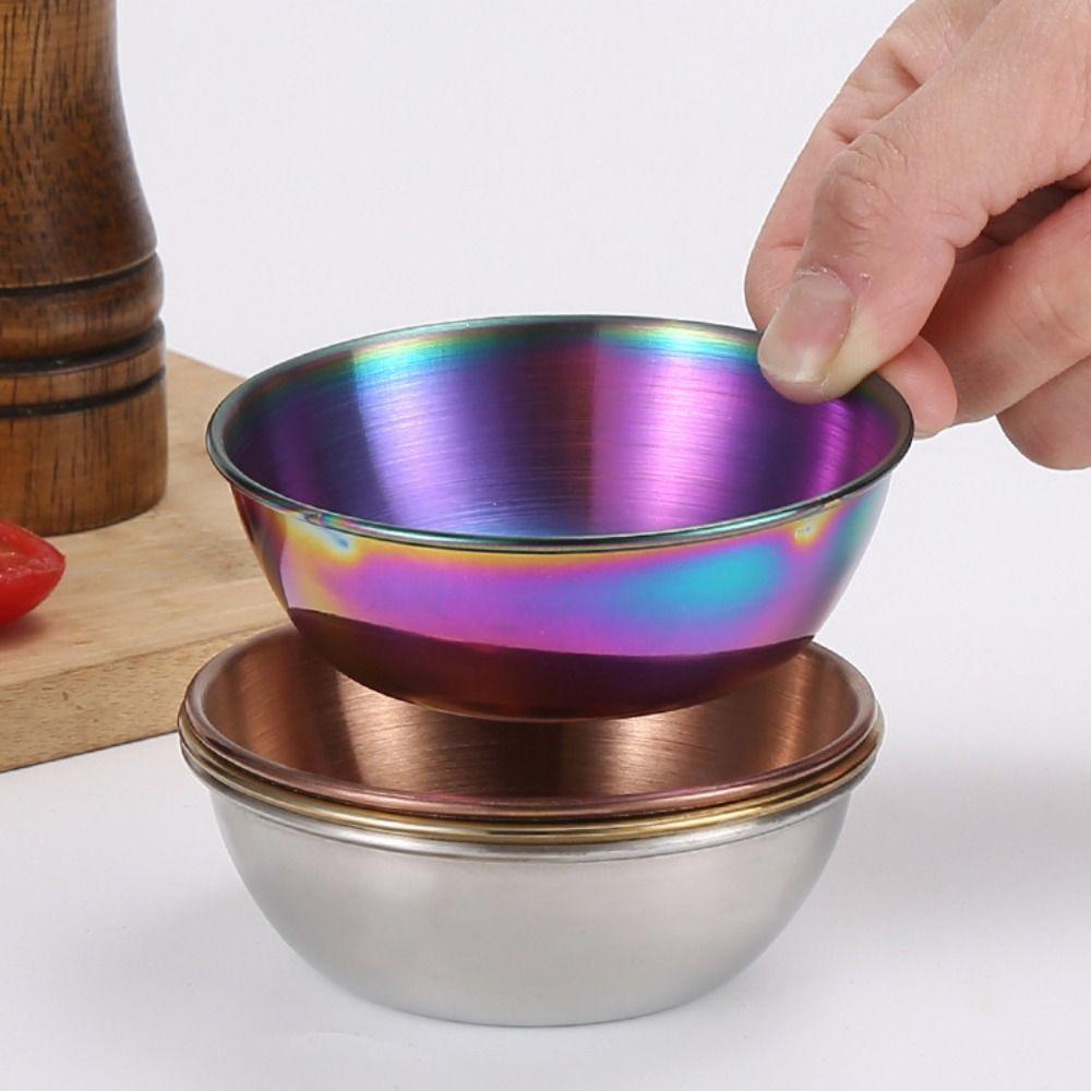 2pcs Thickened Dip Sauce Dish Stainless Steel Snack Dish Tableware Seasoning Dish  Dining Table