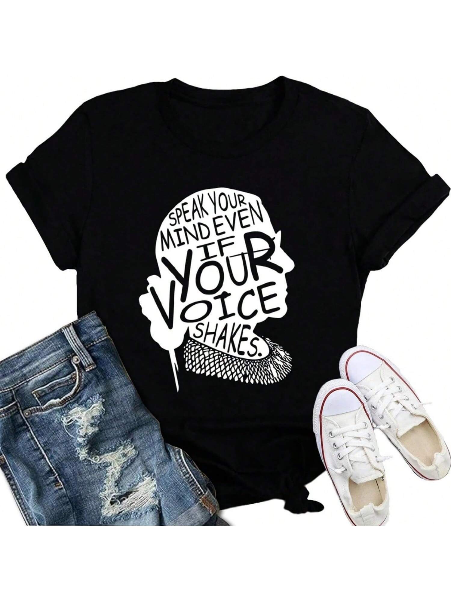 Womens RBG Shirt    T-Shirt Speak Your Mind Even If Your Voice Shakes Tee S разноцветный