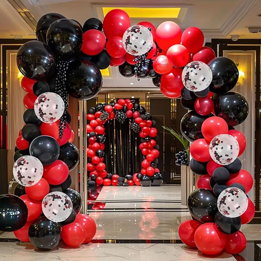 New Year Balloons Garland Black Red Confetti Ballon Arch Kit Birthday Party Baby Shower Wedding Decoration Graduation Decoration