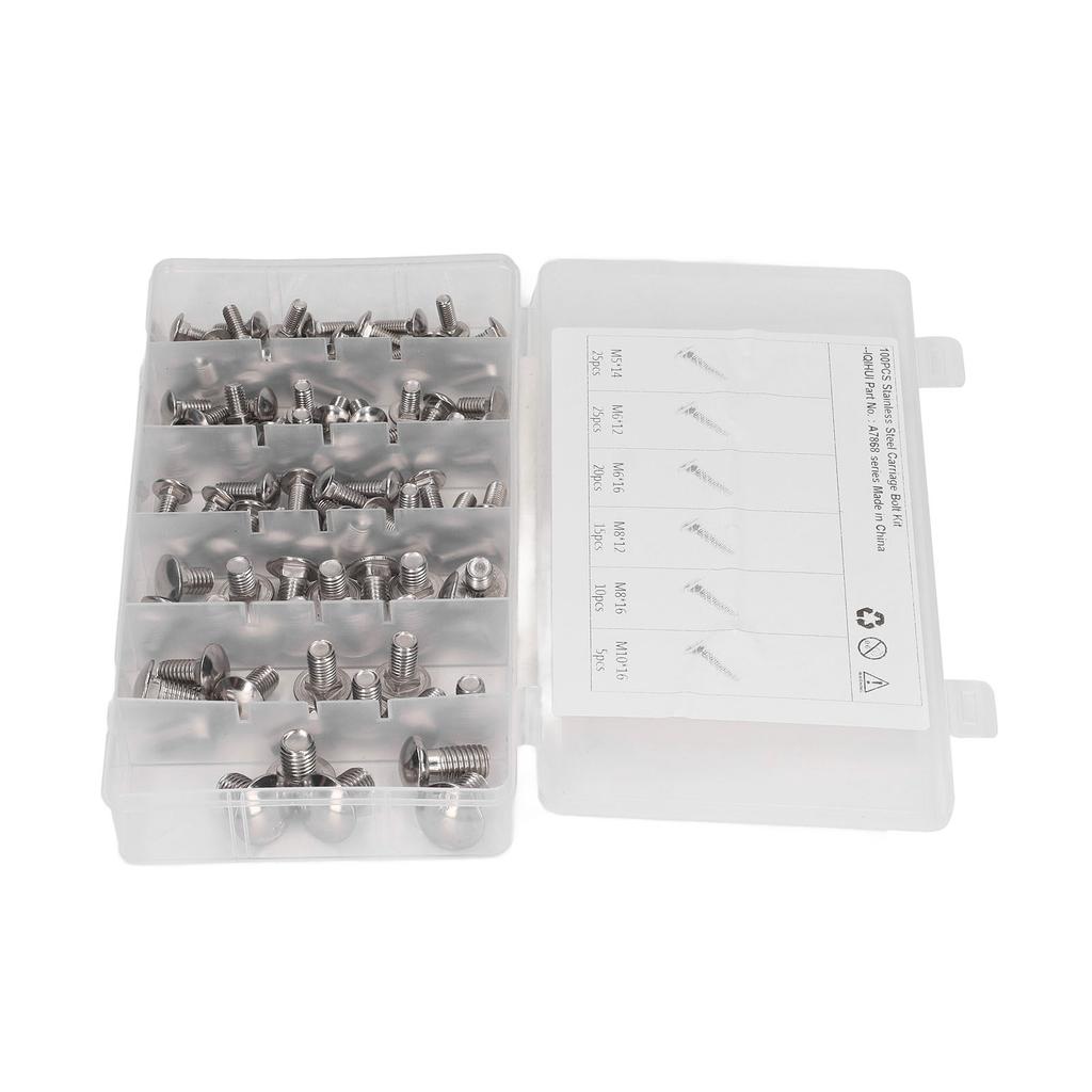 100 Stück Flachkopf Vierkantansatz Schraube Rundwagenmuttern 304 Edelstahl 6 Spezifikationen