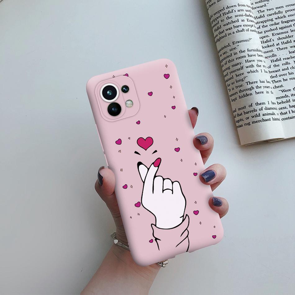 For Xiaomi Mi 11 Lite 5G NE 11i 11T Pro Case Cute Cat Love Heart Bumper Cover For Xiaomi Mi 11 11i Mi11 Lite 11t Pro 5G NE Case