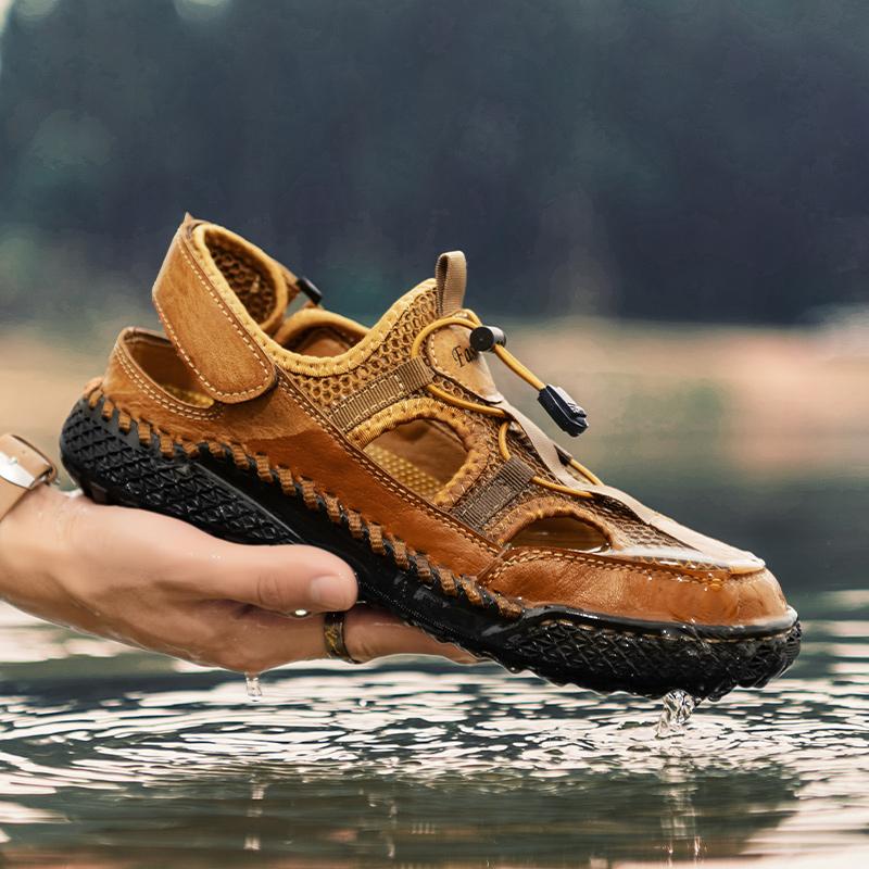 Men Hiking Sandals Outdoor Black Brown Wide Palm Athletic Closed Toe Sport Sandals Summer Beach Shoes Large Size