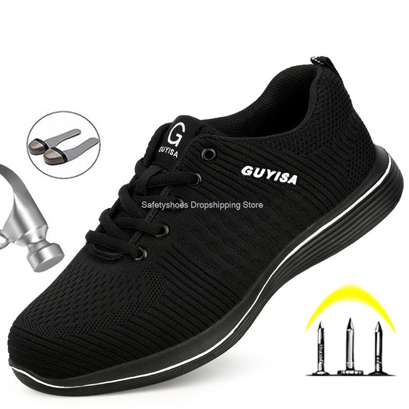 Fashion Lightweight Work Safety Shoes Men Women Construction Anti-smash Protect Work Boots Steel Toe Sneaker Man Safety Boots Work Shoes