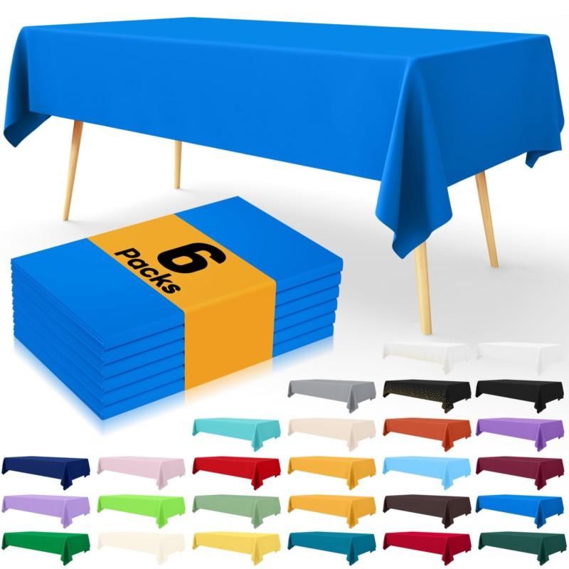 Homaxy Versatile Disposable Table Cloth  Plastic Waterproof Tablecloth Decorative Rectangle Table Covers of Party Camping Picnic