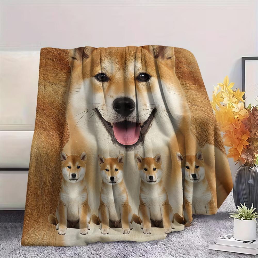 1 Stück Shiba Inu Bullterrier Druck Flanelldecke, Hohe Qualität, Bequem für alle Jahreszeiten, Heimdekoration, Wärme und Komfort, Perfekt für Geschenke