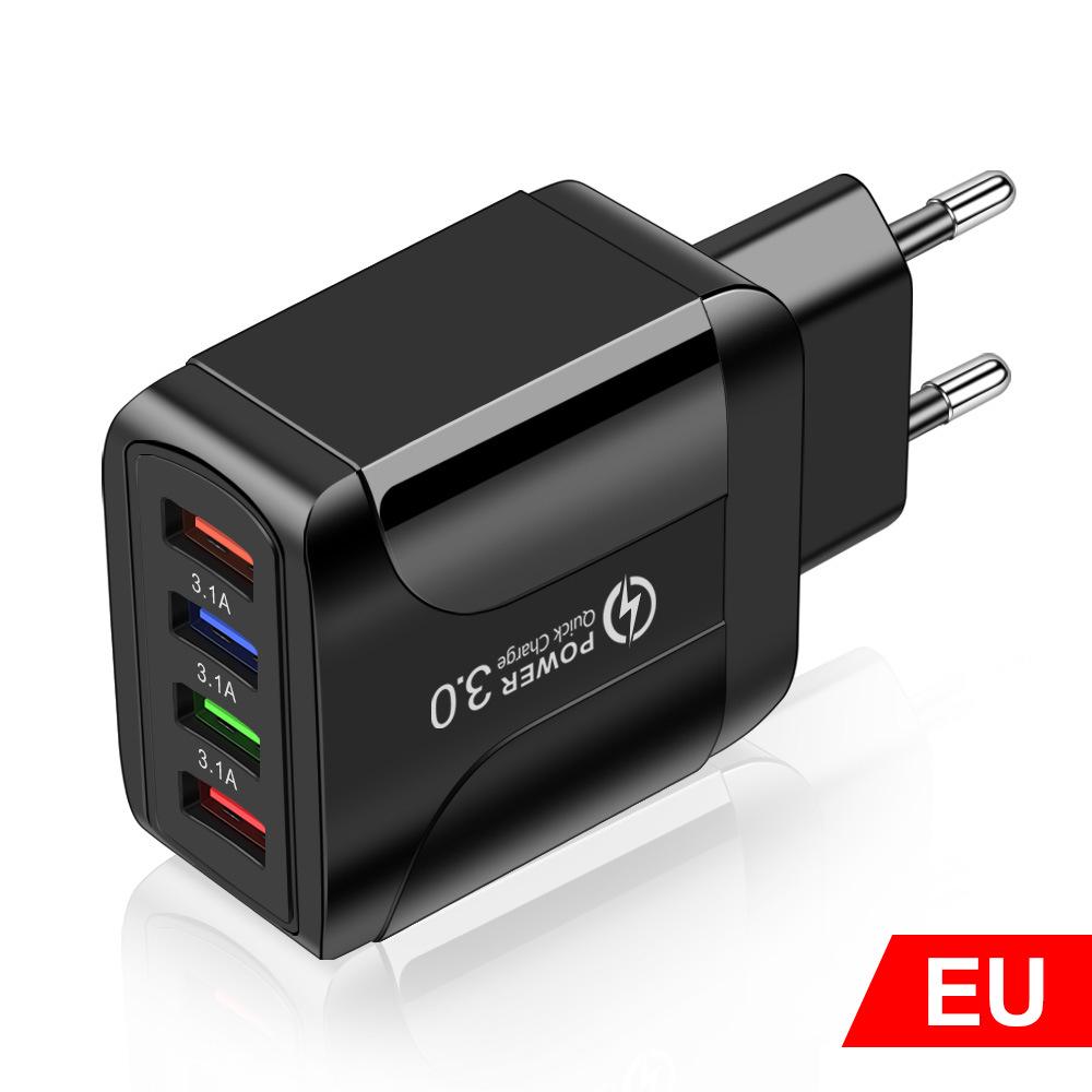 Colorful 4-Port USB Travel Charger 5V/2.4A Fast Charging, Australian Standard