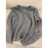 100% Wool Cable Knit Round Neck Cardigan Women Loose Fit Casual Elegant Winter Outerwear