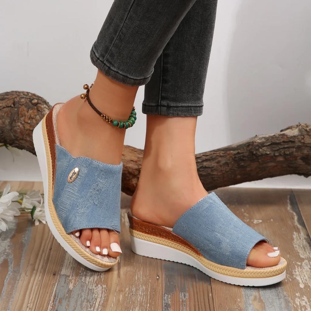 New Large Size Women'S Shoes Foreign Trade Slippers Women'S Slippers Wedge Heel Thick Sole Lightweight Casual Shoes