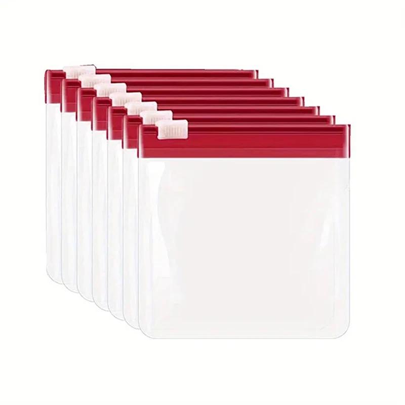 

7 шт. Многоразовый самозапечатывающийся пакет для хранения лекарств и украшений, пакет для таблеток, пакет на молнии, цветной пакет красный