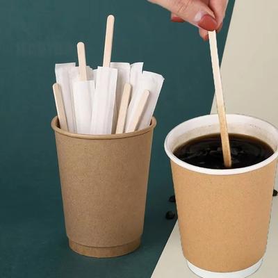 100Pcs Durable 14/18cm Coffee Stirrer Sticks Disposable Single Package Wooden Coffee Stirrers Drinking Stir Coffee Supply