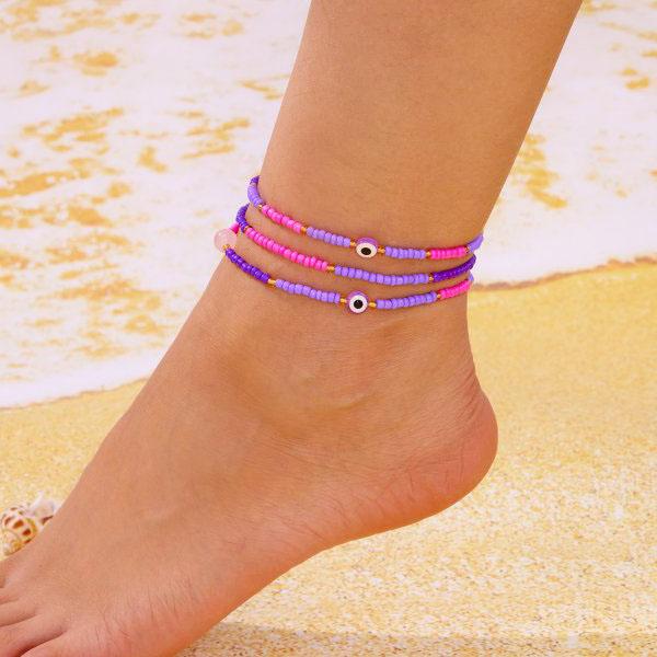Women Double Layer Zircon Cross Figure 8 Hollow Heart Thin Chain Anklet Minimalist Beach Foot Jewelry
