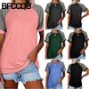 Bluse e Camicie Casual da Donna a Manica Corta con Scollo a O