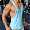 Men Low-Cut Sports Vest Fitness Men Loose Muscle Men Wait Lifting T-Shirt I-Shaped Split Waistcoat Gym
