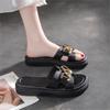 Chain High Heels Slippers Women Wedding Shoes Summer 2025 White Black Platform Wedges Slides Ladies Beach Slippers
