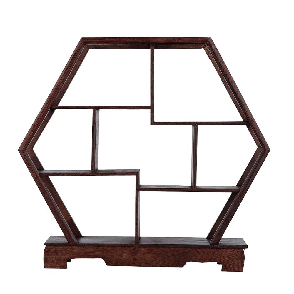 12 Inch Diameter Curio Cabinets Hexagonal Flower Pot Rack Antique Bogu Rack Desktop