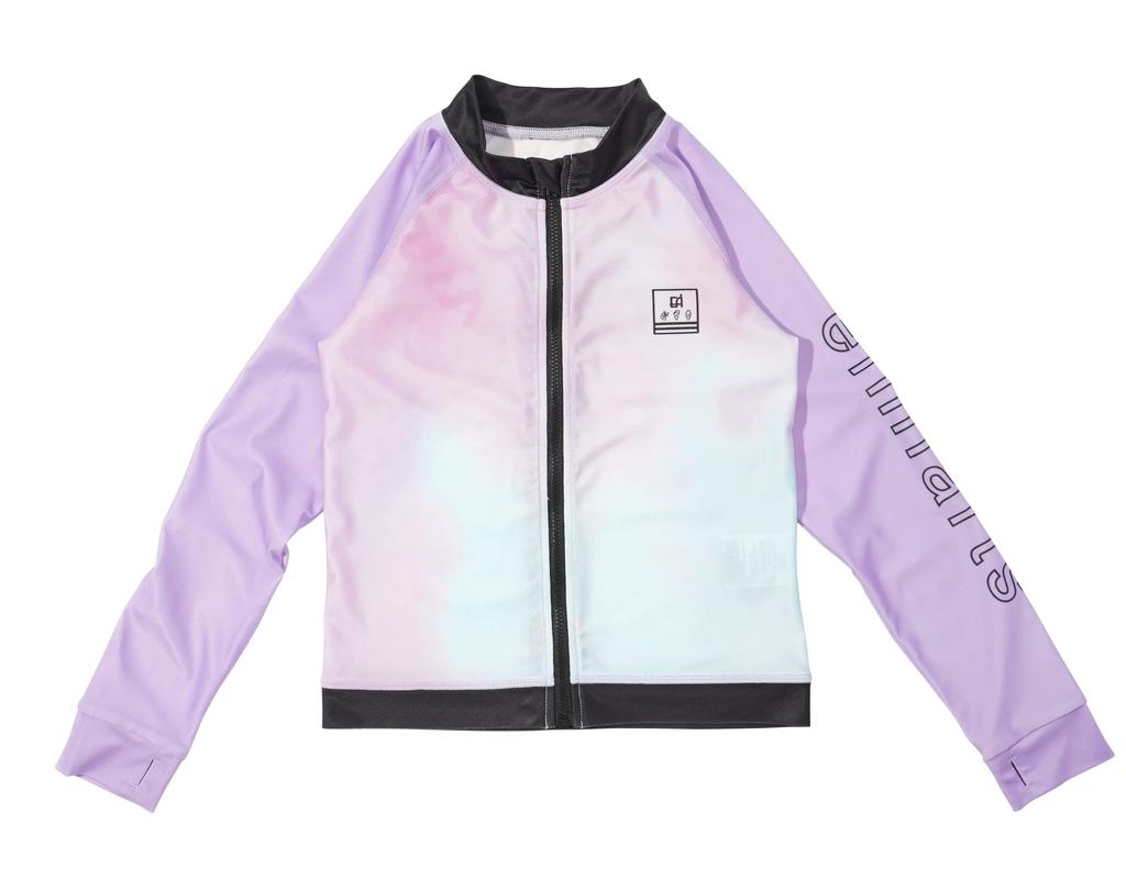 Rashguard for Long No for Elementary School 130cm [Arisana] Kids, Sleeves, Hood, Girls, Students, UPF50+, 01. Lavender,