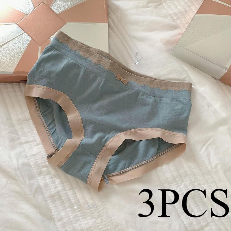 3 szt./partia Jedwabna Nawilżająca Bielizna Dziewczęca Bezszwowa Średni Stan Krok z Czystej Bawełny Wygodne Oddychające Majtki typu Trójkąt