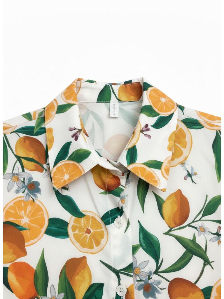 2026 Orange Element Niche Design Loose Long-Sleeve Shirt for Spring/Summer