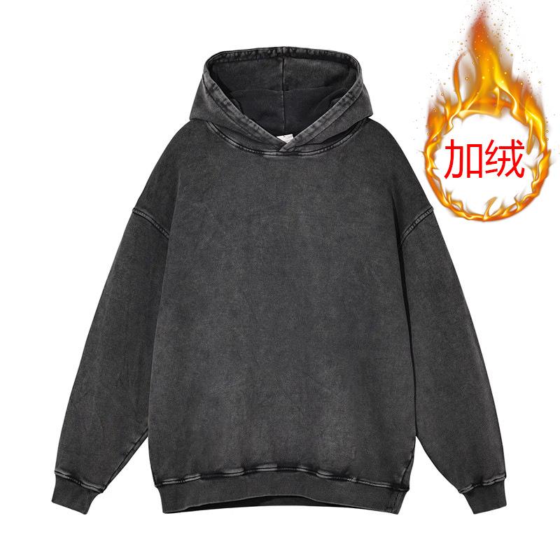 Dames Oversized Hoodie Vintage Gewassen Effen Kleur Verlaagde Schouder Lange Mouwen Losse Pullover Met Capuchon Sweatshirt Top