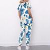 Women Plus Size Floral Printed Nurse Scrub Set V Neck Short Sleeve Pocket Top Long Pants
