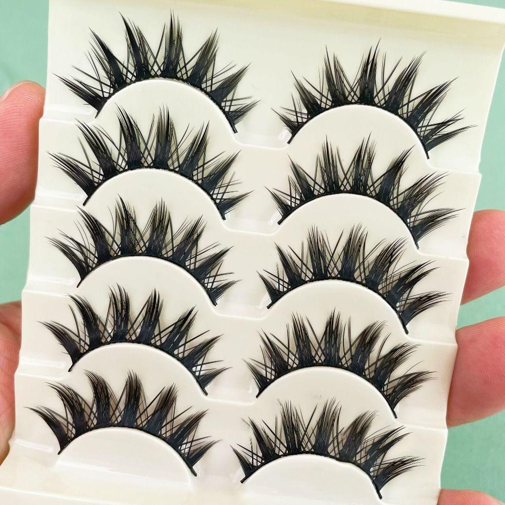 Wispy Fluffy Multilayers Cross Long Lashes Handmade 3D Messy Fake Lashes  Beauty Makeup
