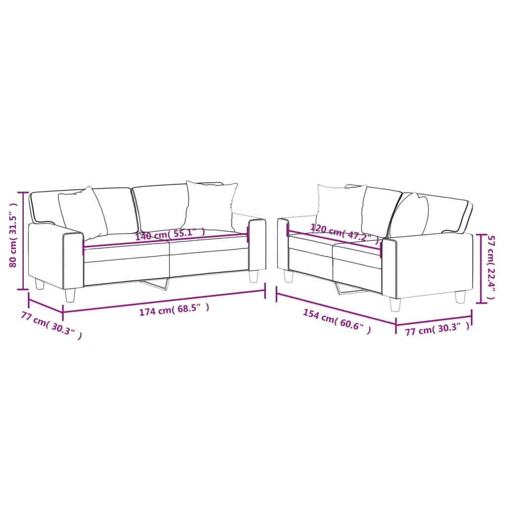 2 Piece Sofa Set with Cushions Cream Faux Leather