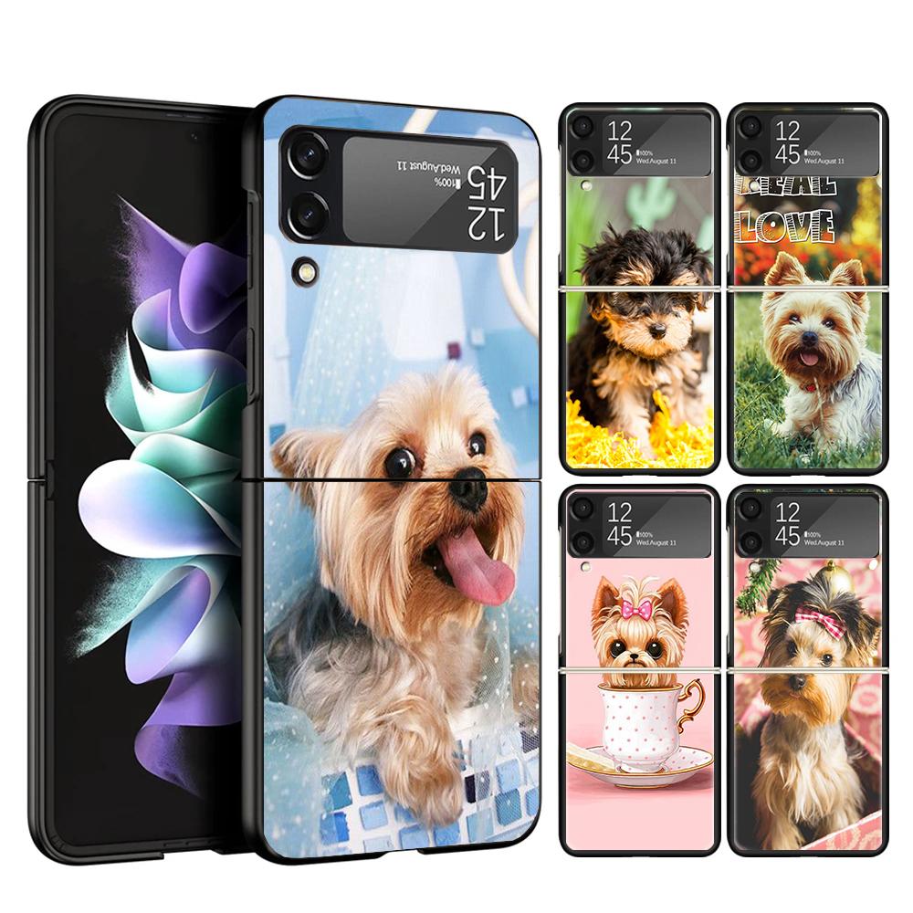 Yorkshire Terrier Hund Welpe Hülle Handyhülle Für Samsung Galaxy Z Flip 7 6 5 4 3 5G Flip7 Flip6 Flip5 Flip4 Flip3 Schwarz Fundas S