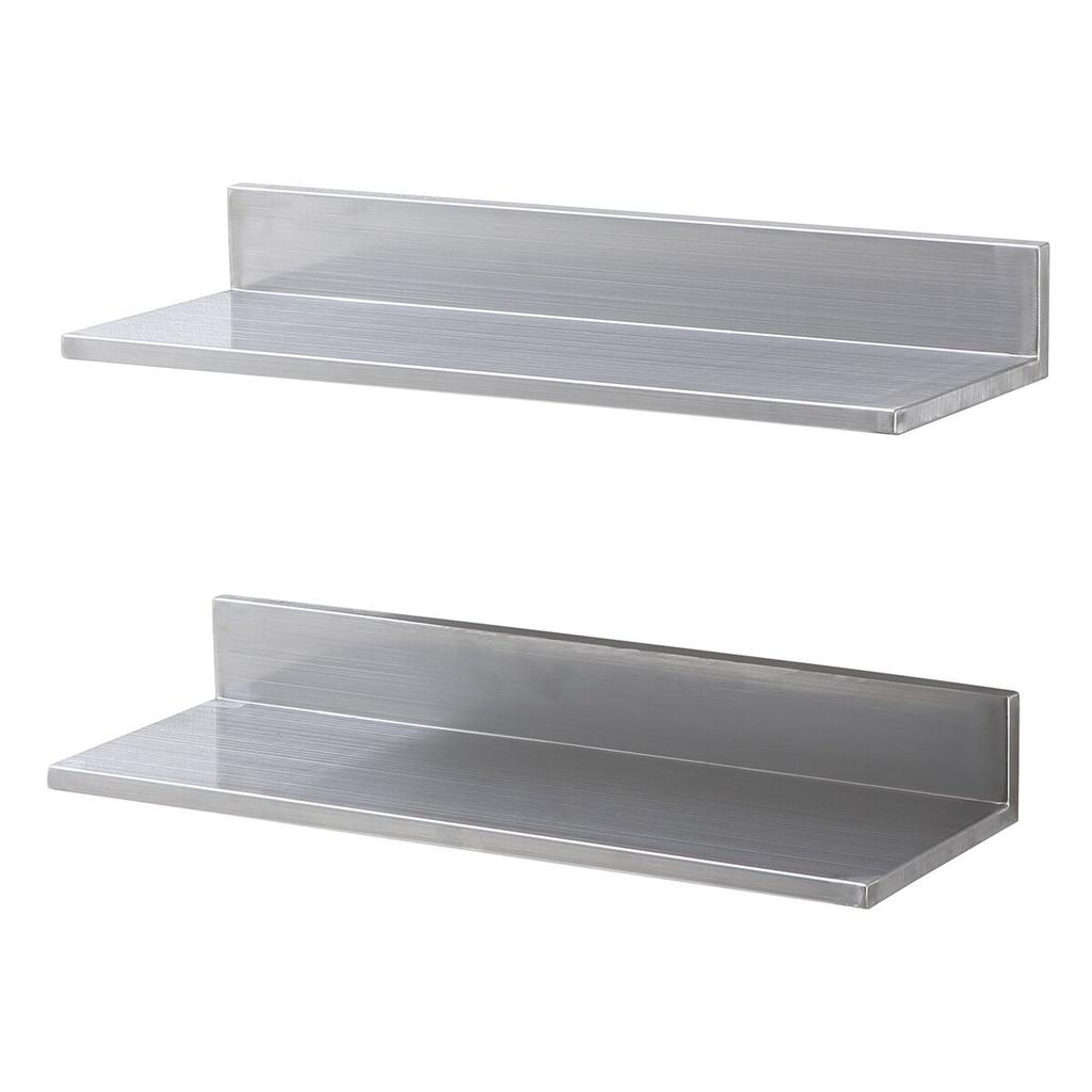 8.6" X 24" Stainless Steel Shelf, Wall Mounted Floating Shelving with Backsplash, 44 Lbs Load Capacity Commercial Shelves, Heavy Duty Storage Rack for