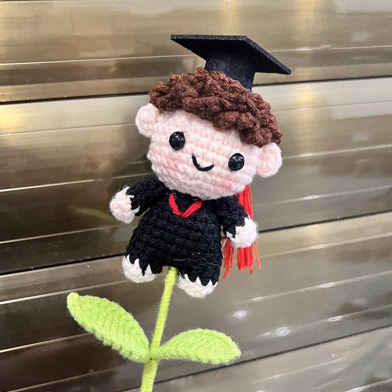Graduation Season Doctor's Hat Cartoon Doll Creative Crocheted Photography Props Handmade DIY Gift