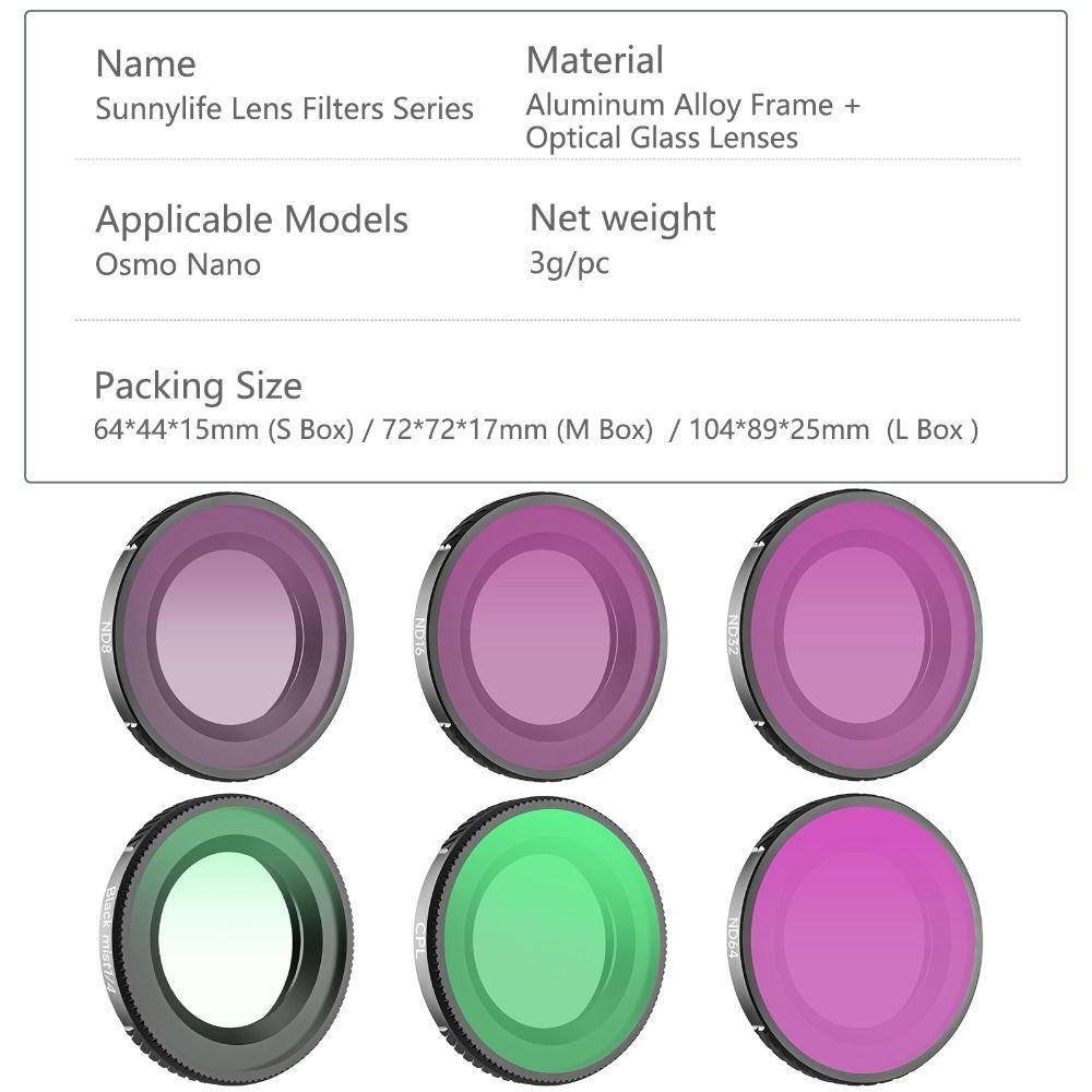 Adjustable Filters Set Action Camera Filters for DJI Osmo Nano Action Camera Accessories