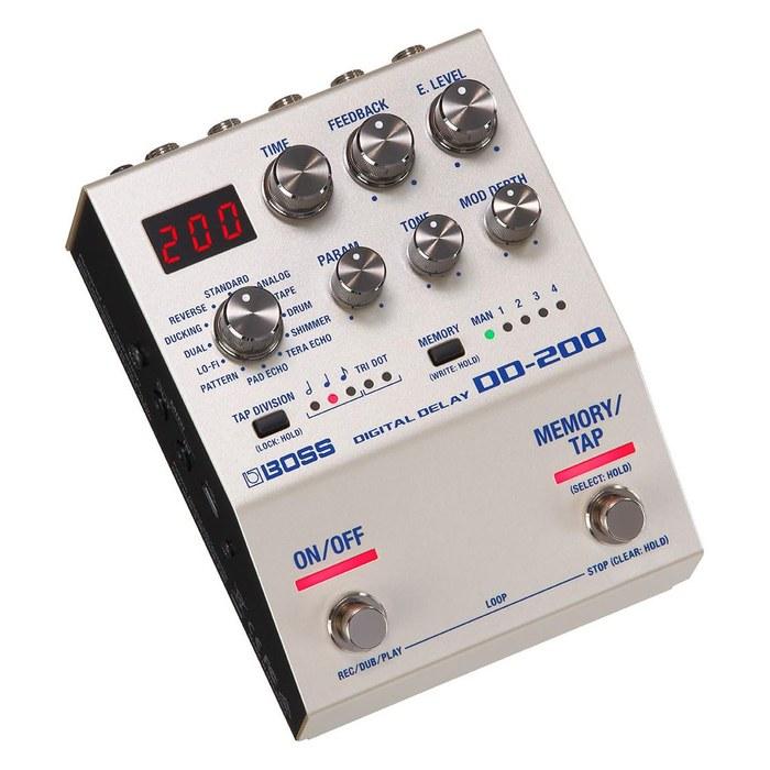 BOSS DD-200 Digital Delay Compact Effects Pedal, 12 Delay Modes, Looper, White