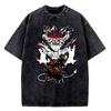 High Quality Yami Sukehiro Black Clover Manga 100% Cotton T-shirt for Men Short Sleeve Vintage Washed Clothing Male T Shirt