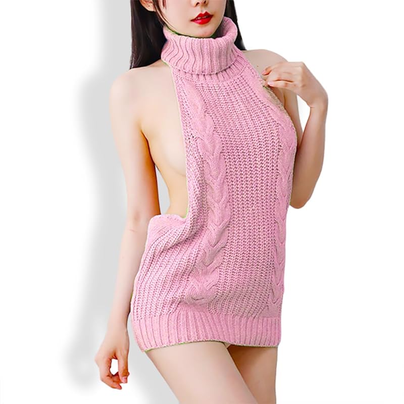 [Annalisa] The Sweater That Kills Virginity First Generation Cosplay Sexy Free Size Knit Dress Lingerie Baby Doll Costume One Piece Joke Goods (red)