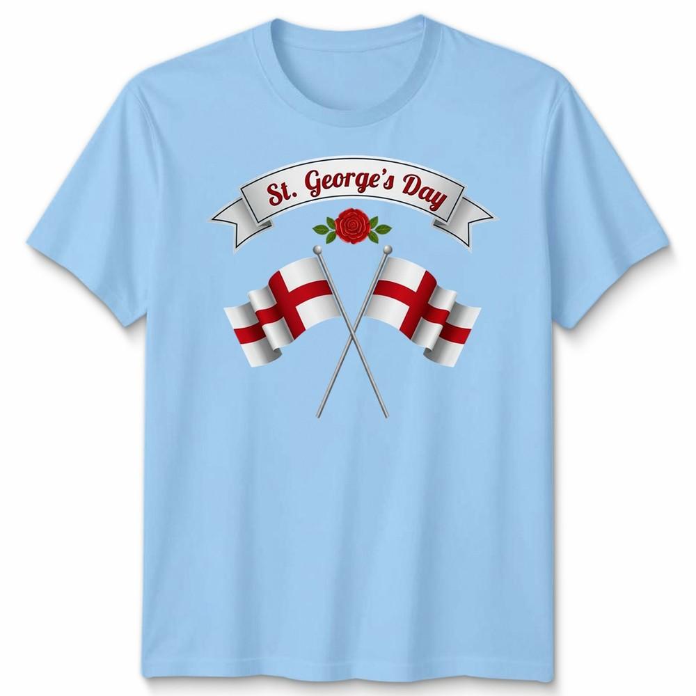 St Georges Day Unisex T Shirt England Rose Saint George Cross English S