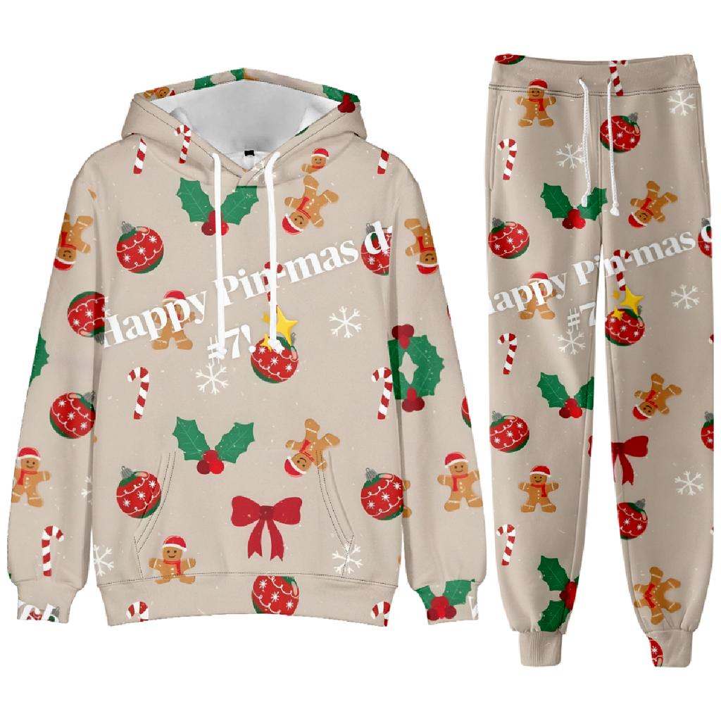 Party New Year Holiday 3D Printed Christmas Santa Claus Man Woman Hoodies Pants 2pcs Sets Casual Oversized Long Sleeve Set