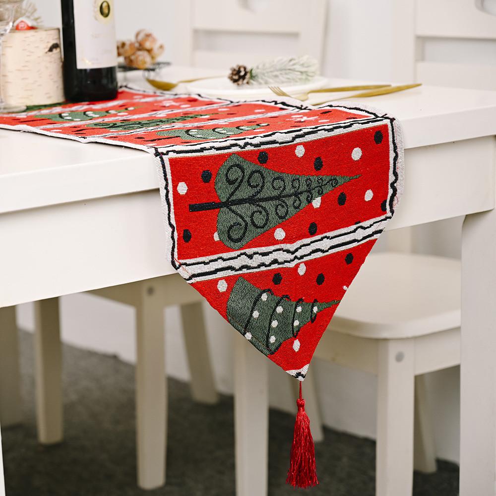 Christmas Knitted Tablecloth With Embroidered Snowman And Festive Decor For Holiday Dining