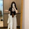 College style suit women's summer 2026 new fake two-piece T-shirt skirt small summer ootd wear a complete set