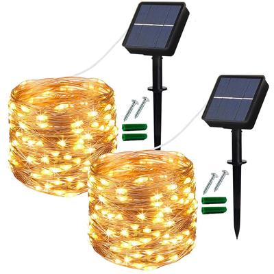 Solar Lichterkette Außen, 1 Stück Solar Gartenlichter Wasserdicht 12M/40Ft 8 Modi Lichterkette Kupferdraht Dekorative Beleuchtung für Terrasse Hof Party