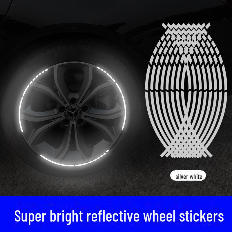 

Світлові світловідбиваючі наклейки на колеса для автомобілів і мотоциклів срібні білого кольору