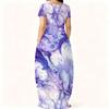 Plus Size Ladies Short Sleeve Crew Neck Dress Flowy Loose Outfit For Summer Family Gathering Wear