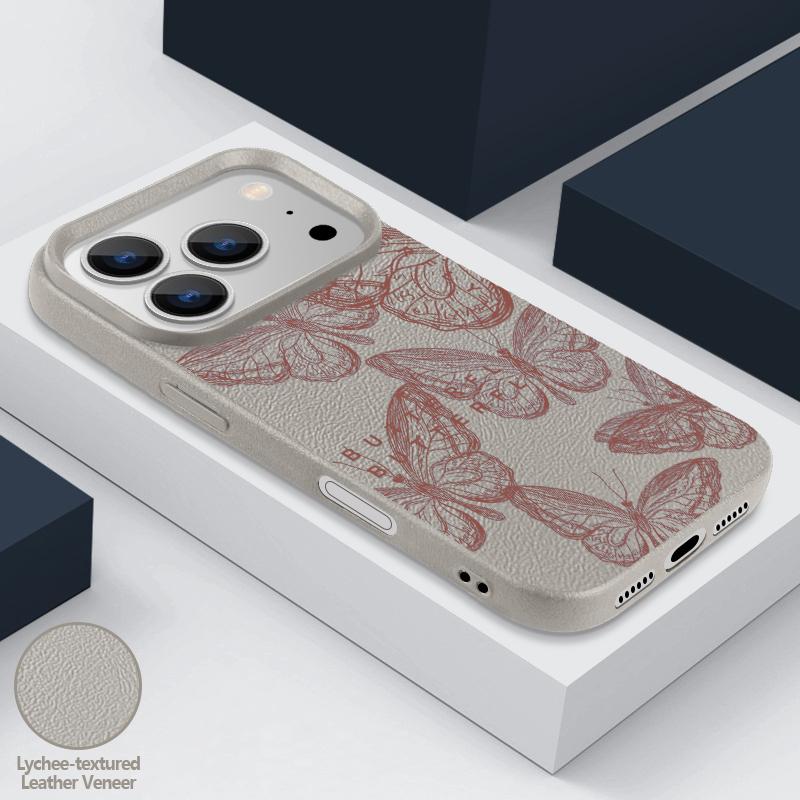 Fantastic Butterfly Print Case For iPhone 17 18 Pro Max Leather Texture Silicone Cover For iPhone 16 15 14 13 Pro Max 17E