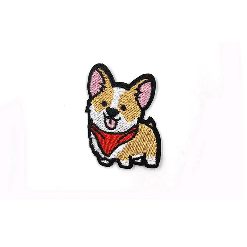 Aufnäher Tier Corgi Dackel Corgi Abzeichen Aufbügler für Kleidung Aufnäher Kleidung Stickerei Nähen Stoff Hundemuster Applikationen