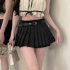 Women's High-Waist Black A-line Pleated Skort - Summer 2023 Casual Style