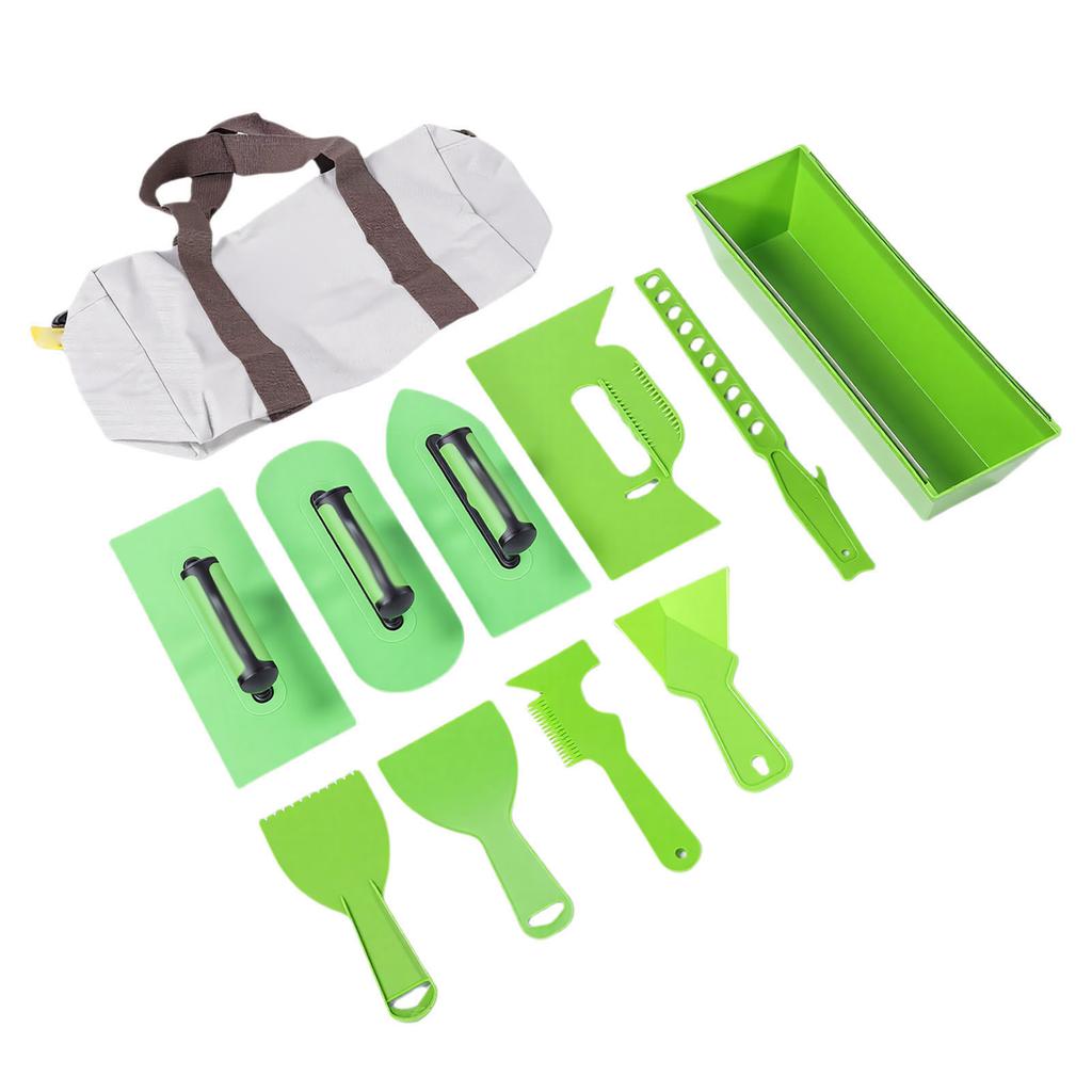 Plastic Trowel Kit Lightweight Ergonomic Handle Round Pointed Trowels Plastering Set with Storage Bag for Wall Finishing