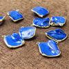 10Pcs, Natural Stained Dark Blue Shells Mother of Pearl Zinc Alloy Golden Edge Pendant Charms for Jewelry Making DIY Necklace Accessories Crafts