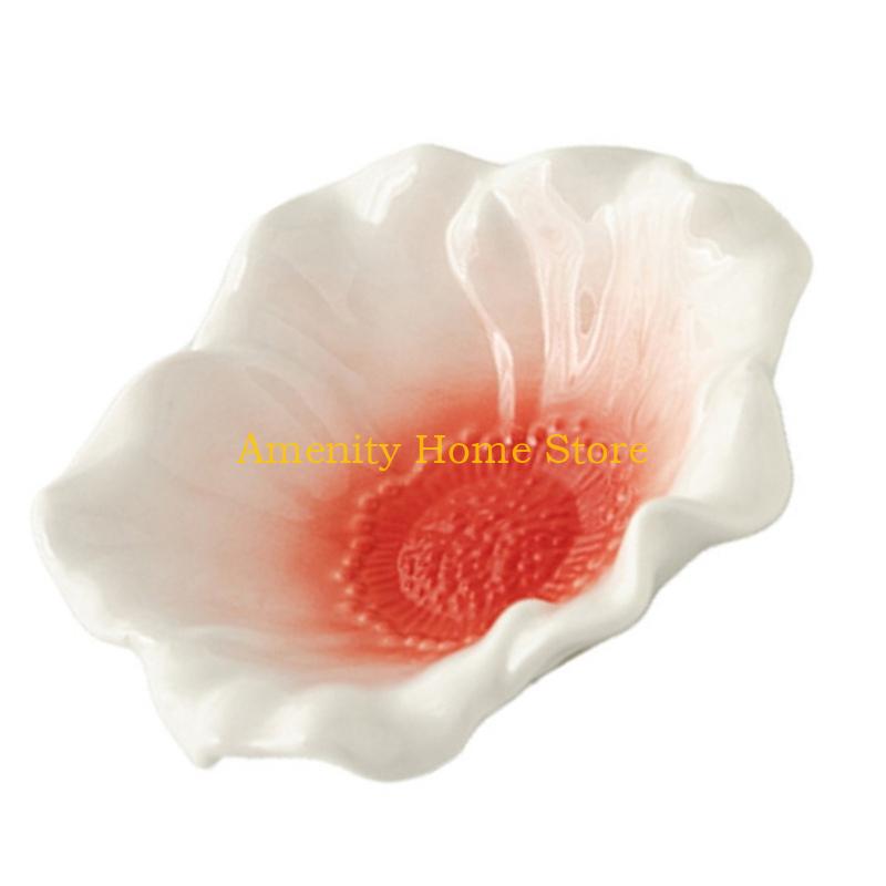 F26C Ceramic Flower Gradient Jewelry Tray for Contemporary Decoration