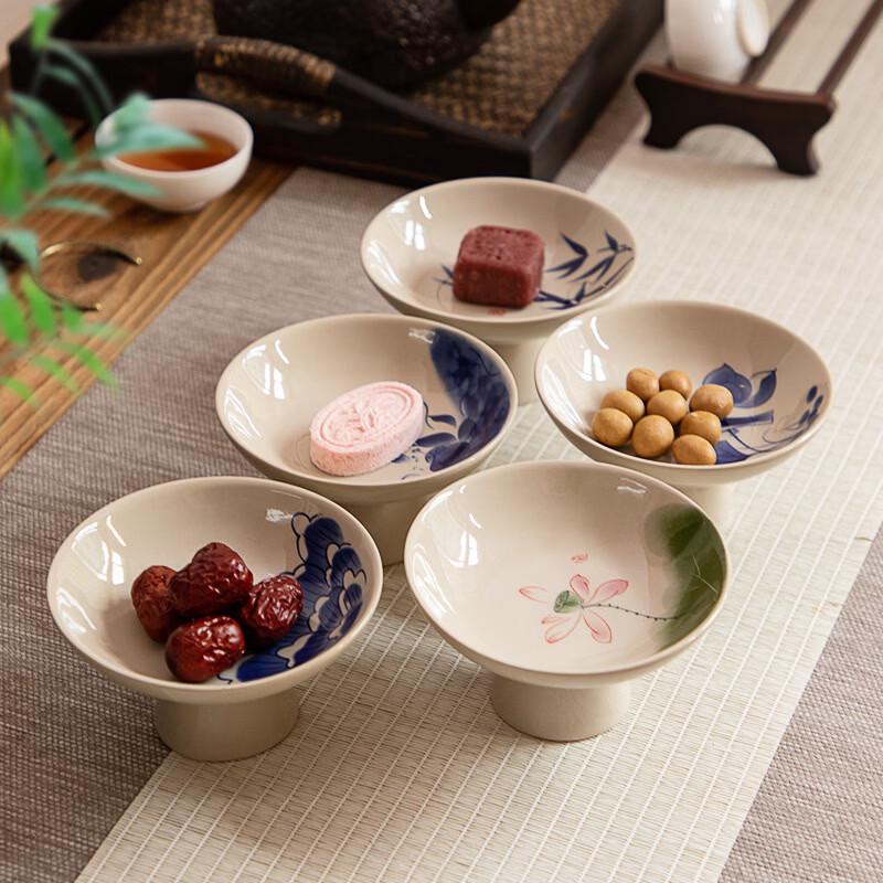 Retro Chinese Ceramic High-Foot Fruit Plate