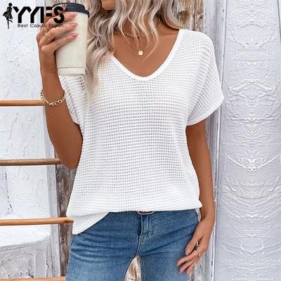 Dámská móda Ležérní Léto Jaro Jednobarevný potisk Halenky a košile s krátkým rukávem a výstřihem do V