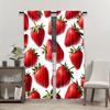 2Pcs Polyester Strawberry Red Strawberry Printing Window Curtains Birthday Party Decoration Backdrop Drapes for Living Room
