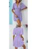 Summer Floral V-Neck Midi Dress with Pleated Skirt and Mid Sleeves